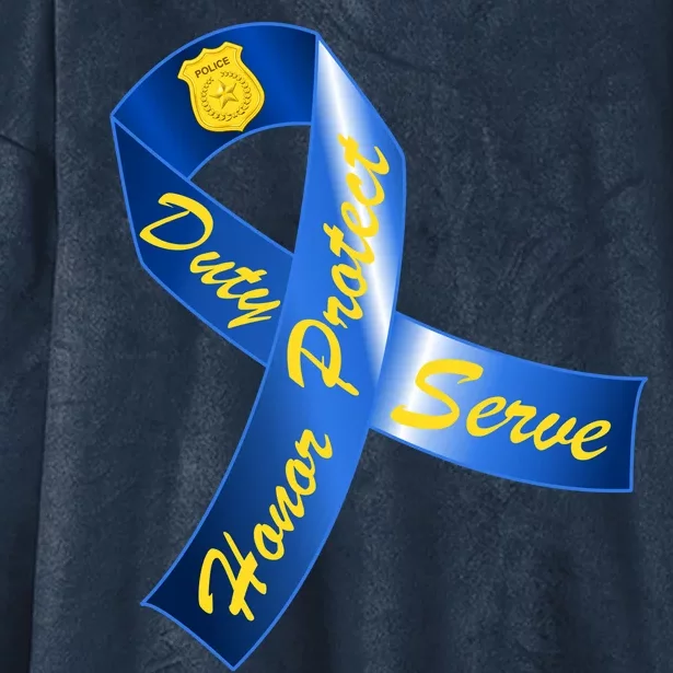 Police Duty Honor Protect Serve Ribbon Hooded Wearable Blanket