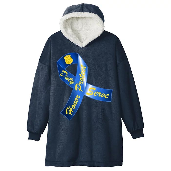 Police Duty Honor Protect Serve Ribbon Hooded Wearable Blanket