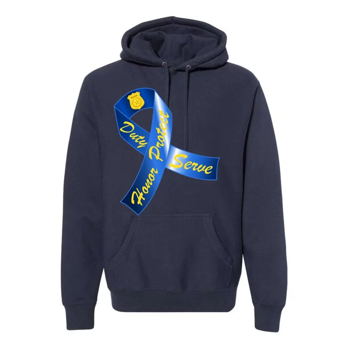 Police Duty Honor Protect Serve Ribbon Premium Hoodie