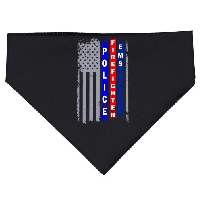 Police Firefighter EMS American Flag USA-Made Doggie Bandana