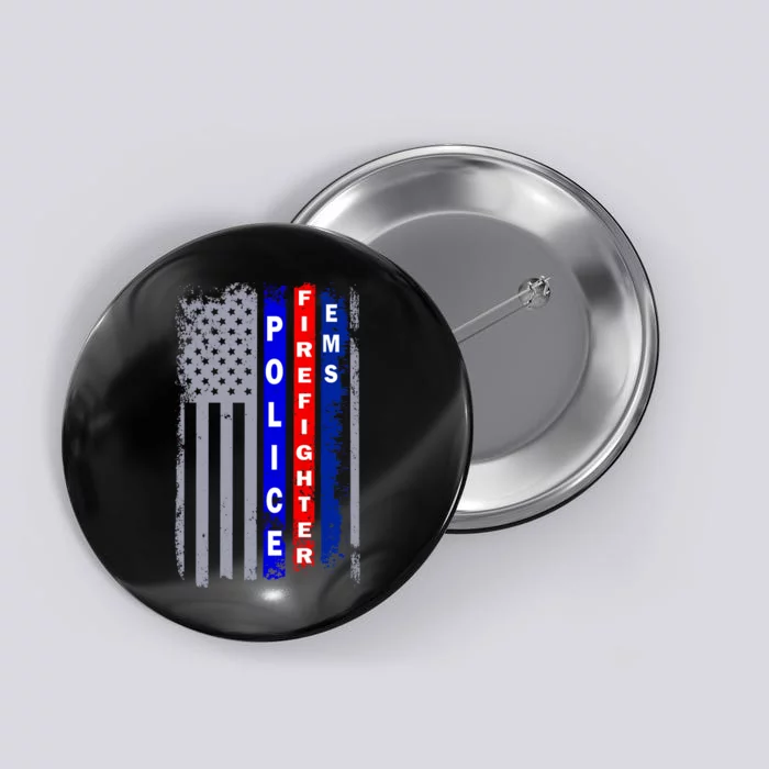 Police Firefighter EMS American Flag Button