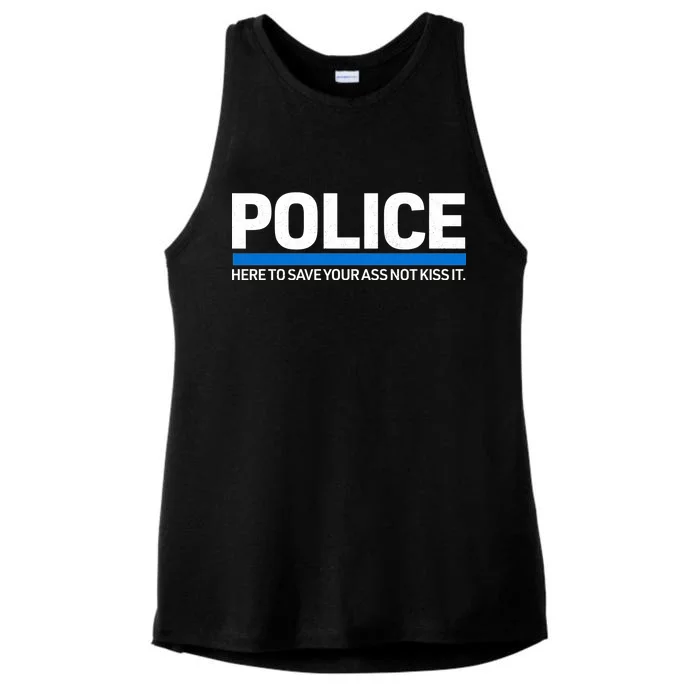 Police Here to Save Lives Ladies Tri-Blend Wicking Tank