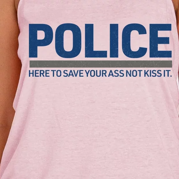 Police Here to Save Lives Women's Knotted Racerback Tank