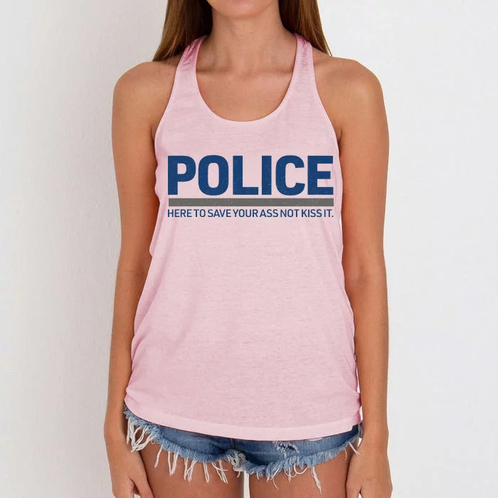 Police Here to Save Lives Women's Knotted Racerback Tank