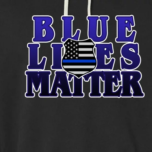 Police Shield Blue Lives Matter Garment-Dyed Fleece Hoodie