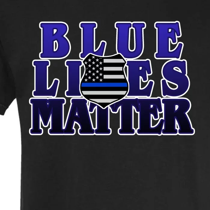 Police Shield Blue Lives Matter Garment-Dyed Heavyweight T-Shirt