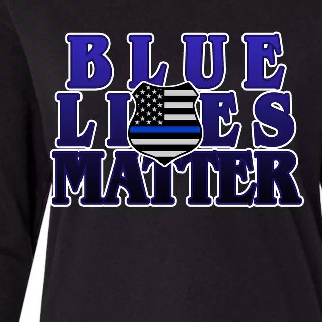 Police Shield Blue Lives Matter Womens Cotton Relaxed Long Sleeve T-Shirt