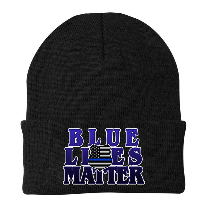 Police Shield Blue Lives Matter Knit Cap Winter Beanie