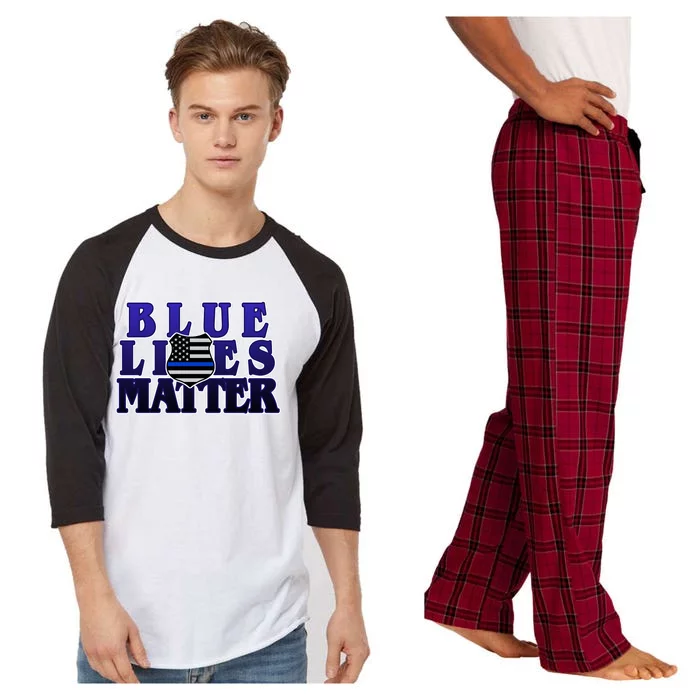 Police Shield Blue Lives Matter Raglan Sleeve Pajama Set