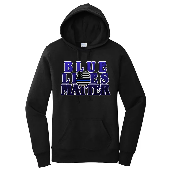 Police Shield Blue Lives Matter Women's Pullover Hoodie