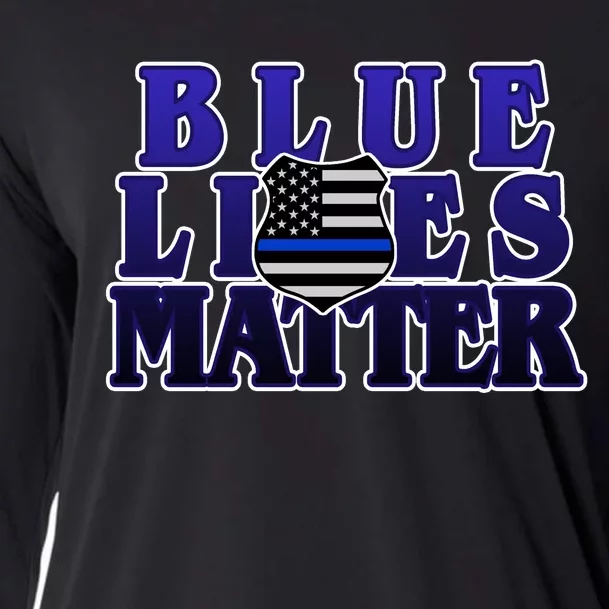 Police Shield Blue Lives Matter Cooling Performance Long Sleeve Crew