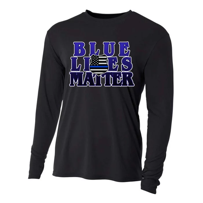 Police Shield Blue Lives Matter Cooling Performance Long Sleeve Crew