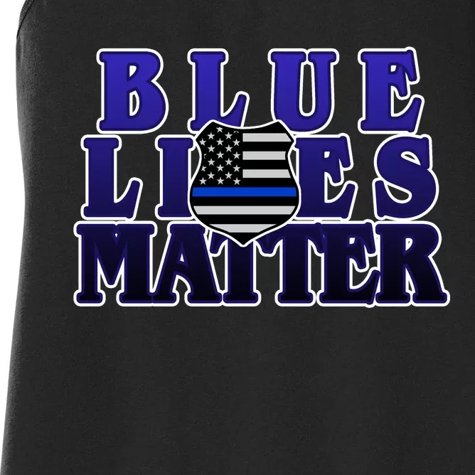 Police Shield Blue Lives Matter Women's Racerback Tank