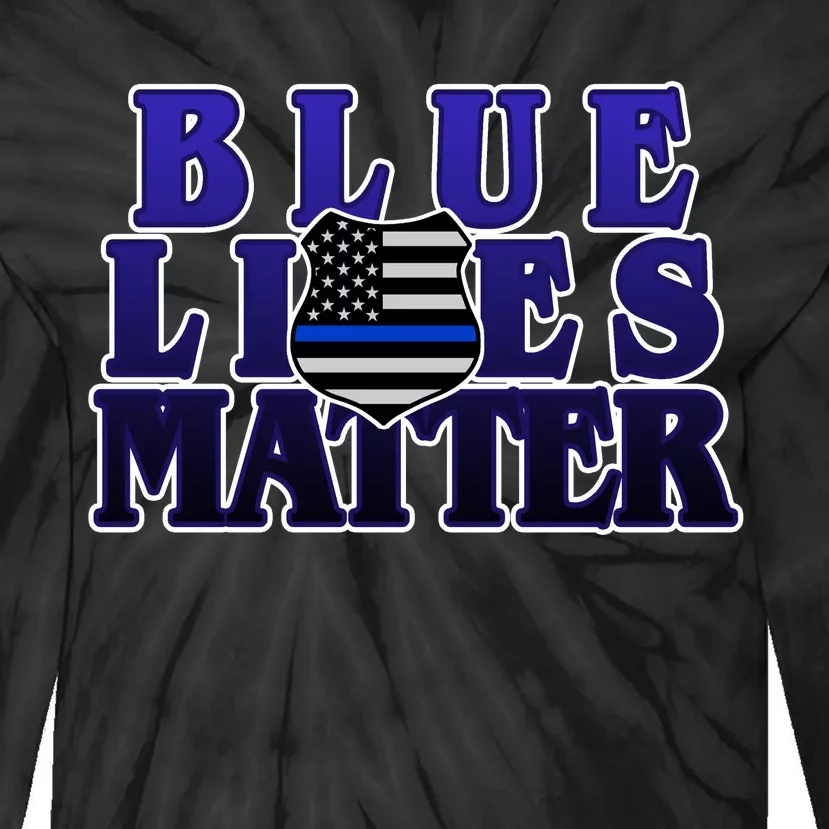 Police Shield Blue Lives Matter Tie-Dye Long Sleeve Shirt