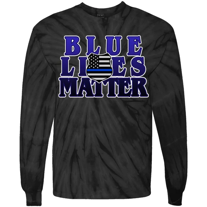 Police Shield Blue Lives Matter Tie-Dye Long Sleeve Shirt