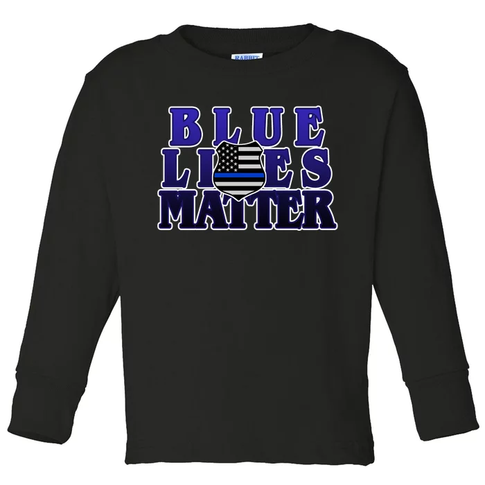 Police Shield Blue Lives Matter Toddler Long Sleeve Shirt