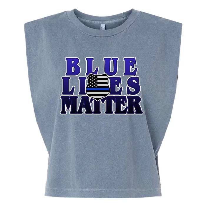 Police Shield Blue Lives Matter Garment-Dyed Women's Muscle Tee