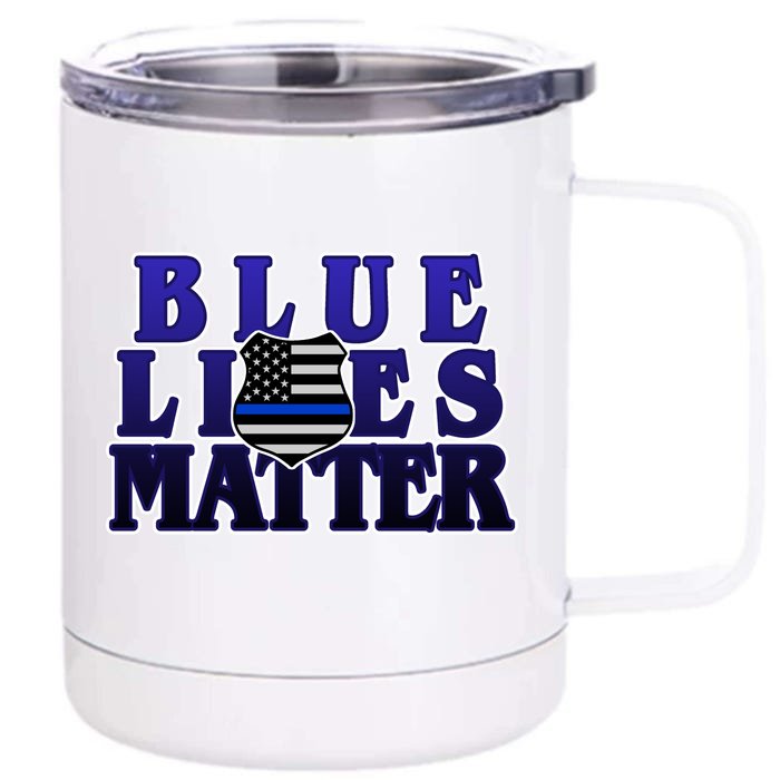 Police Shield Blue Lives Matter Front & Back 12oz Stainless Steel Tumbler Cup