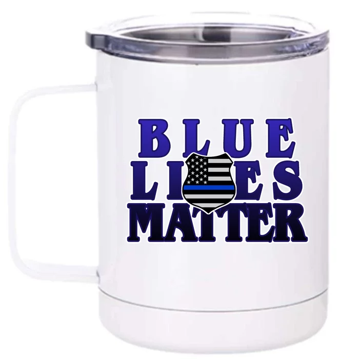 Police Shield Blue Lives Matter Front & Back 12oz Stainless Steel Tumbler Cup