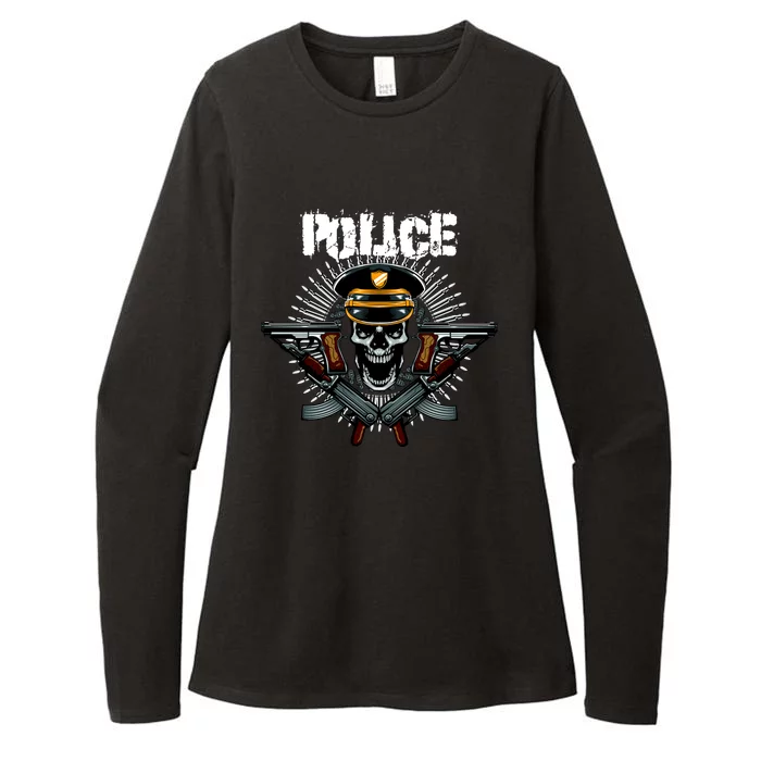 Police Skull Womens CVC Long Sleeve Shirt