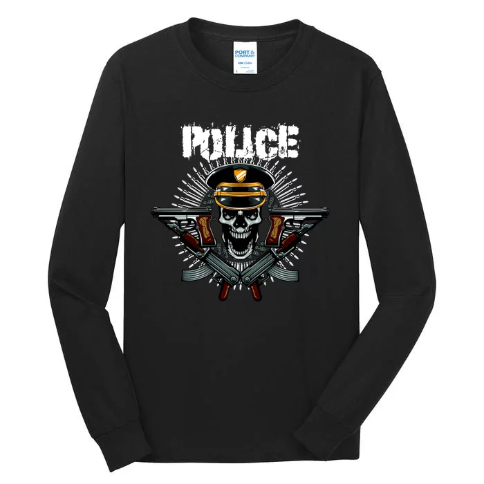 Police Skull Tall Long Sleeve T-Shirt