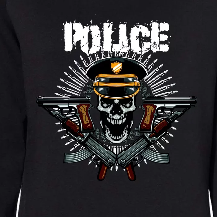 Police Skull Womens California Wash Sweatshirt