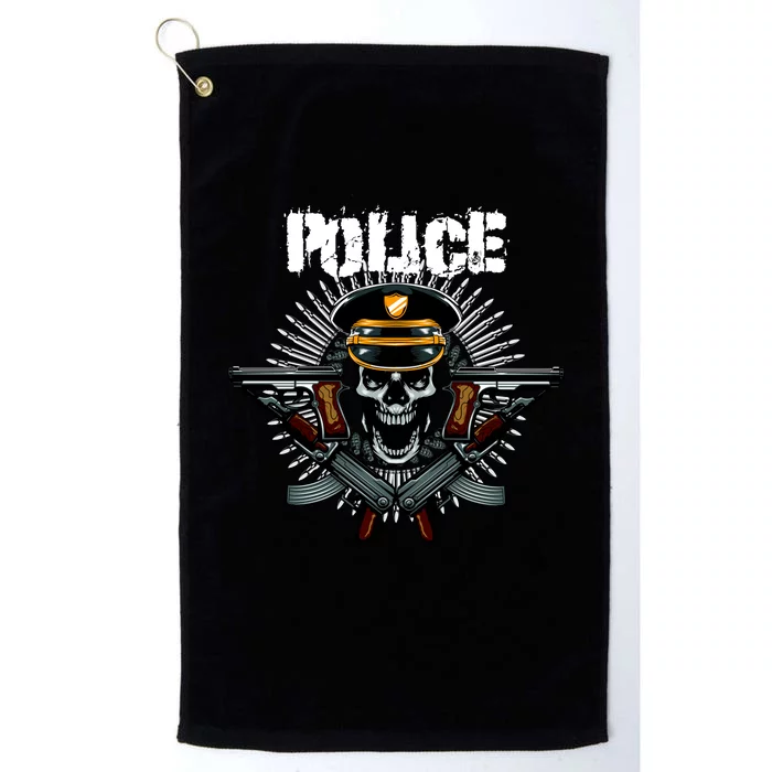 Police Skull Platinum Collection Golf Towel