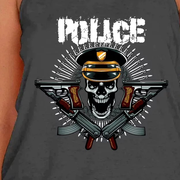 Police Skull Women's Knotted Racerback Tank