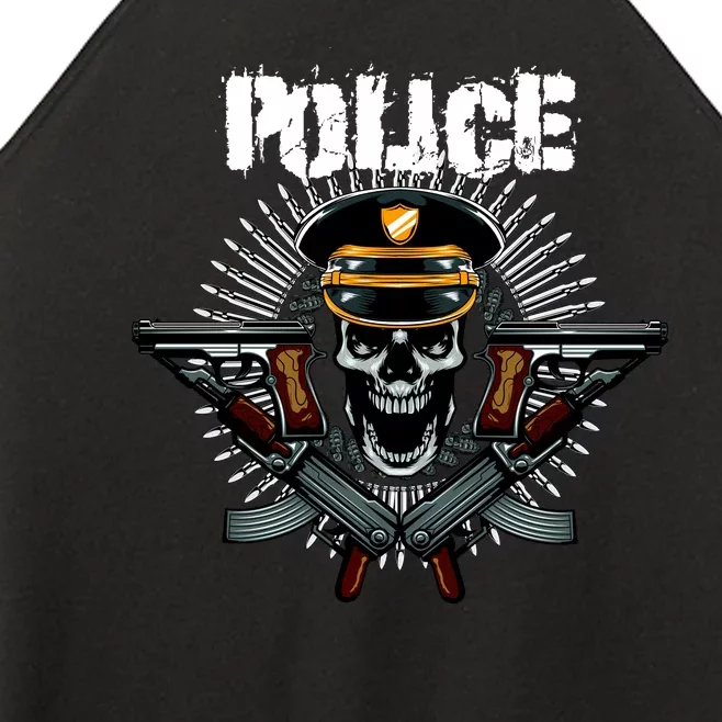 Police Skull Women’s Perfect Tri Rocker Tank