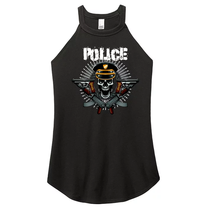 Police Skull Women’s Perfect Tri Rocker Tank