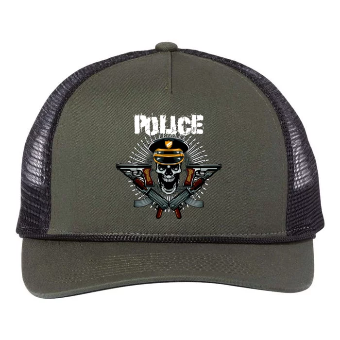 Police Skull Retro Rope Trucker Hat Cap