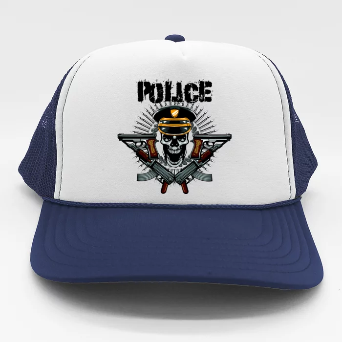 Police Skull Trucker Hat