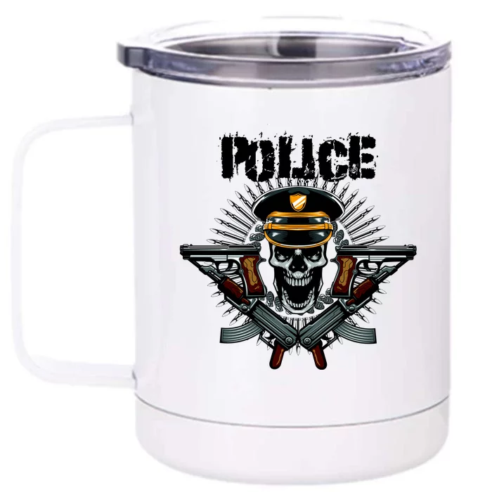 Police Skull Front & Back 12oz Stainless Steel Tumbler Cup