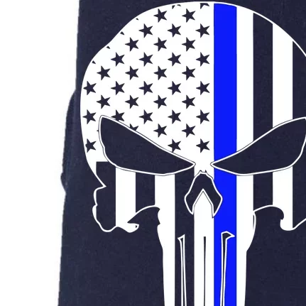 Police USA Skull Thin Blue Line Doggie 3-End Fleece Hoodie