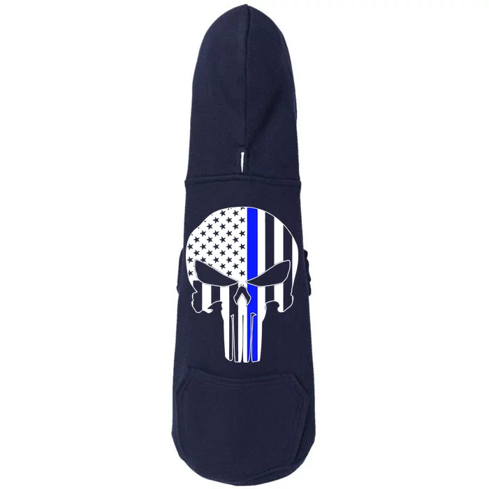 Police USA Skull Thin Blue Line Doggie 3-End Fleece Hoodie