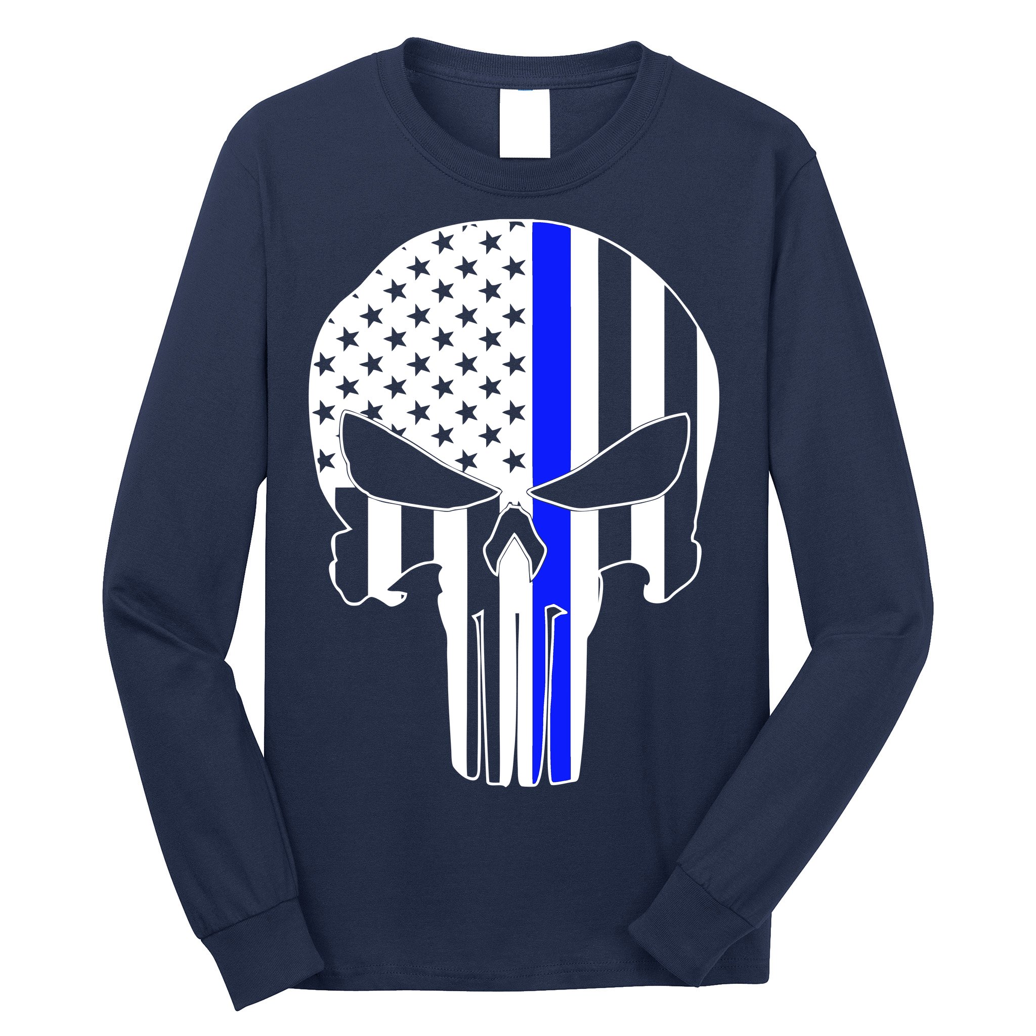 Teeshirtpalace Baseball Face Skeleton Skull Long Sleeve Shirt