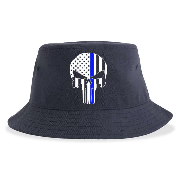 Police USA Skull Thin Blue Line Sustainable Bucket Hat