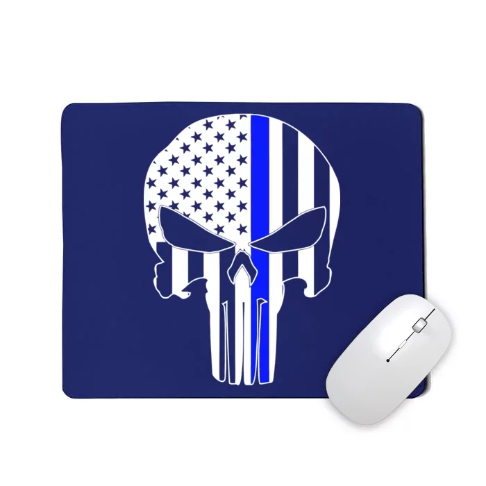 Police USA Skull Thin Blue Line Mousepad