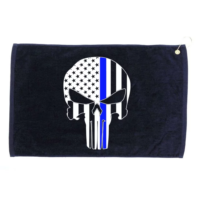 Police USA Skull Thin Blue Line Grommeted Golf Towel