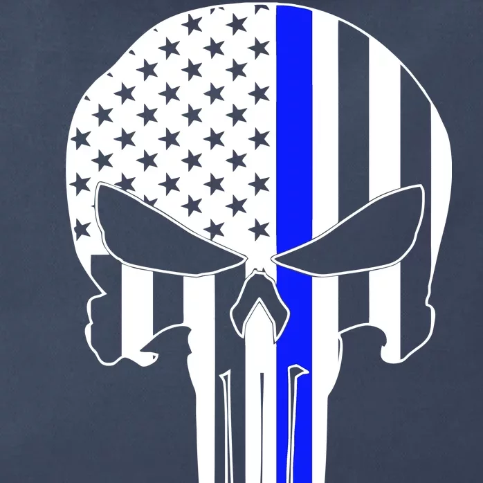 Police USA Skull Thin Blue Line Zip Tote Bag