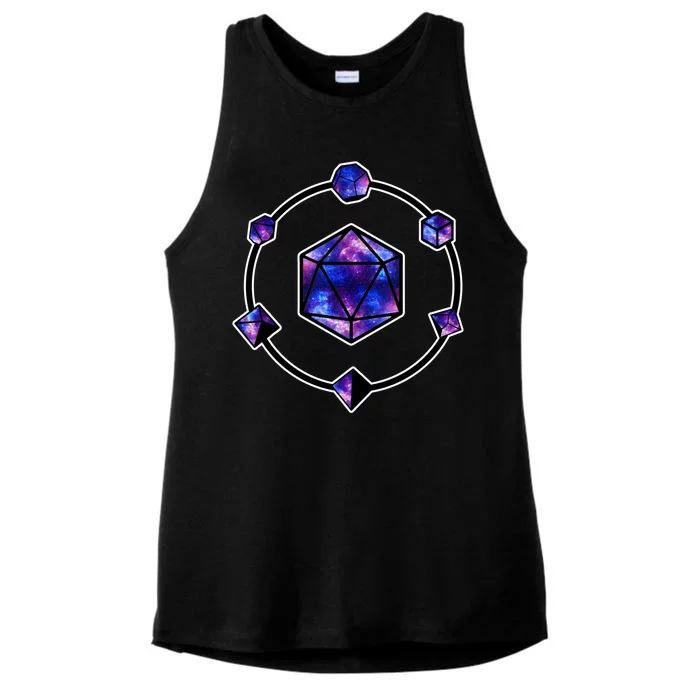 Polyhedral Dice Galaxy Circle Ladies Tri-Blend Wicking Tank