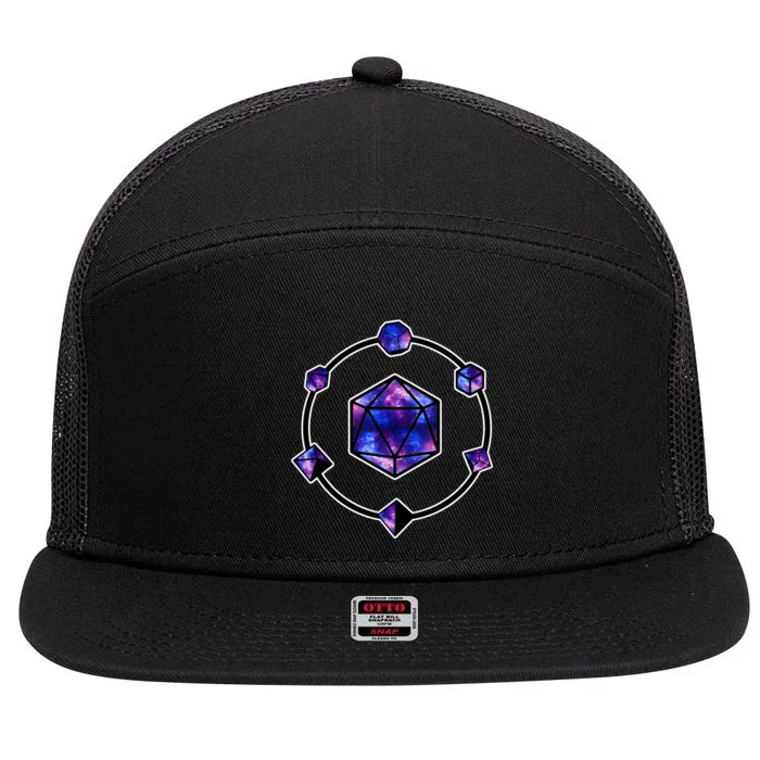 Polyhedral Dice Galaxy Circle 7 Panel Mesh Trucker Snapback Hat