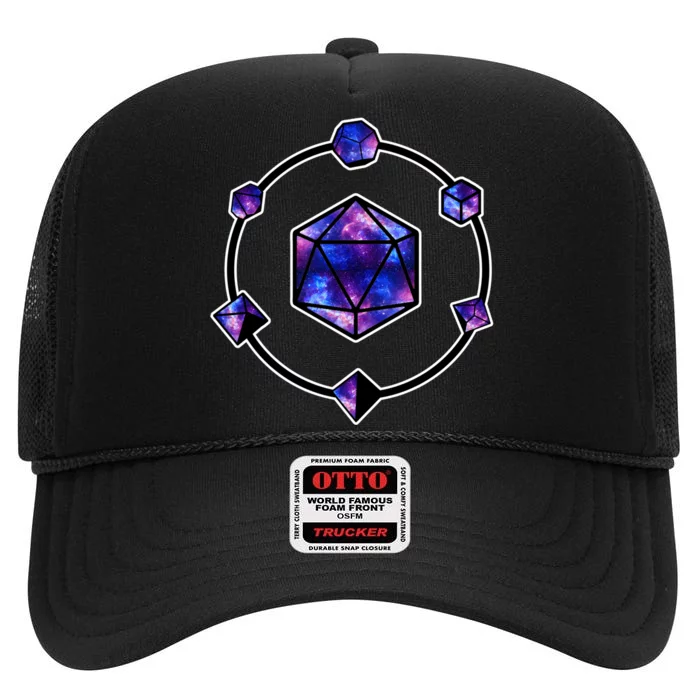 Polyhedral Dice Galaxy Circle High Crown Mesh Trucker Hat