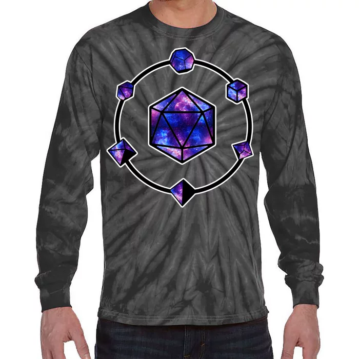 Polyhedral Dice Galaxy Circle Tie-Dye Long Sleeve Shirt