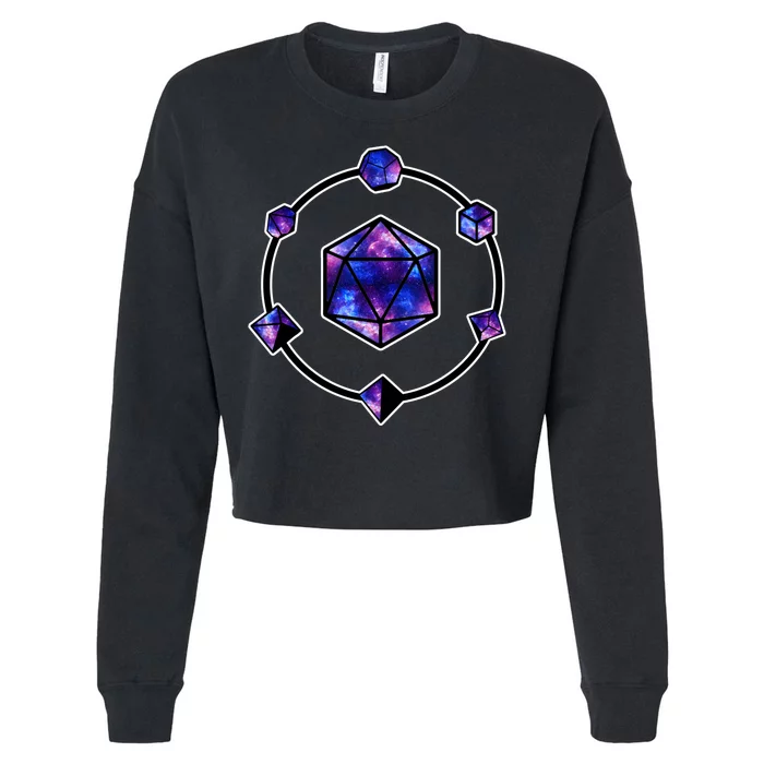 Polyhedral Dice Galaxy Circle Cropped Pullover Crew