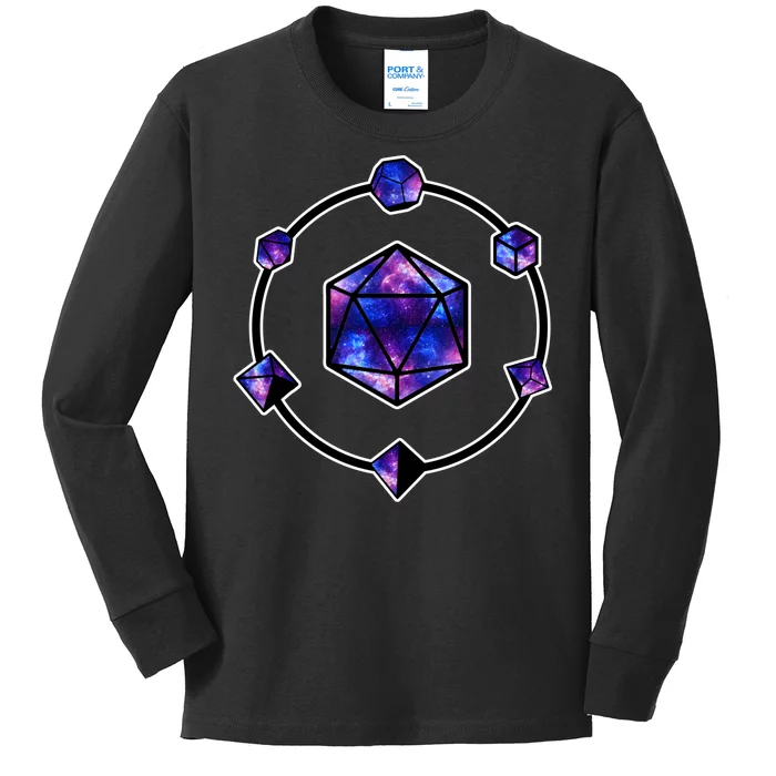 Polyhedral Dice Galaxy Circle Kids Long Sleeve Shirt