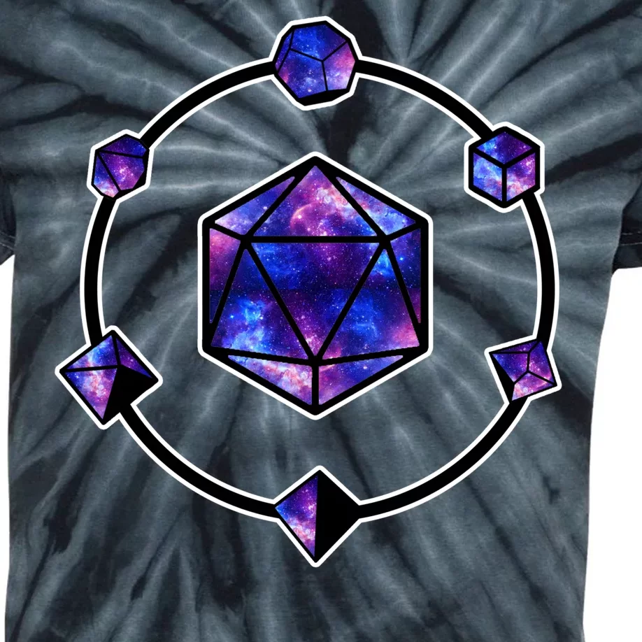 Polyhedral Dice Galaxy Circle Kids Tie-Dye T-Shirt