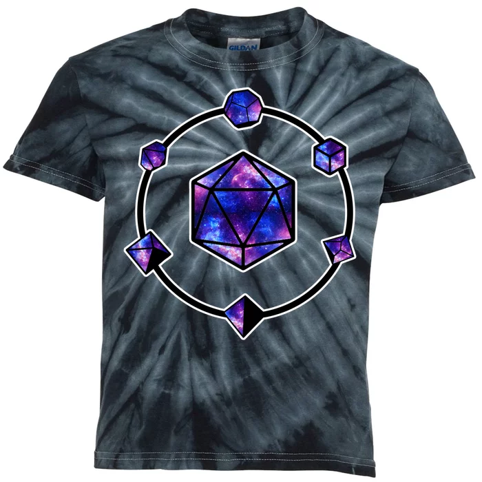 Polyhedral Dice Galaxy Circle Kids Tie-Dye T-Shirt