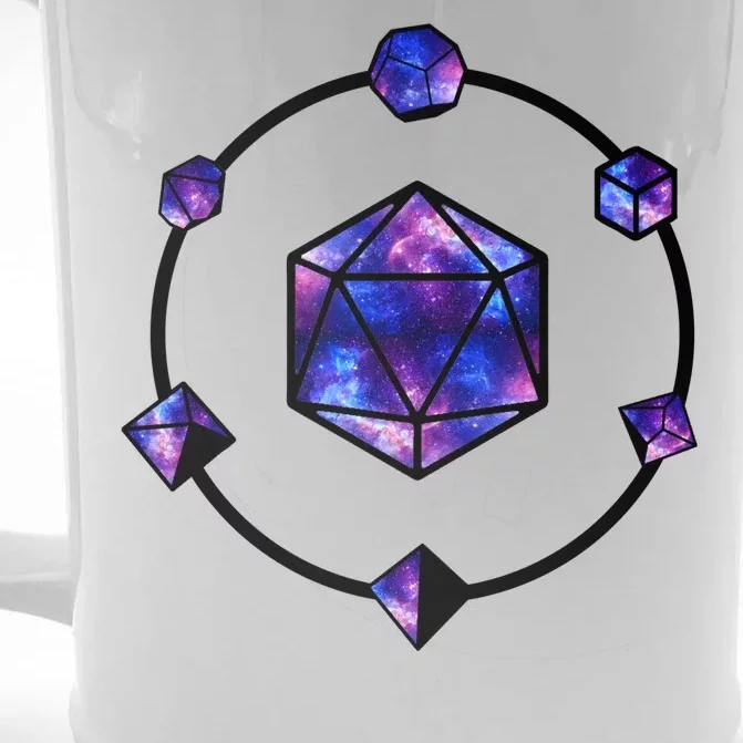 Polyhedral Dice Galaxy Circle Front & Back Beer Stein