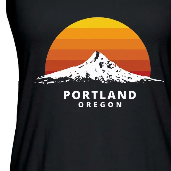 Portland Oregon Mt. Hood Sunset Ladies Essential Flowy Tank